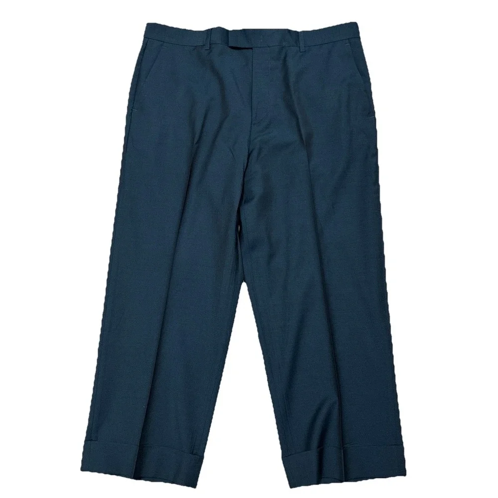 Gucci Uniform Suit Men's 44 Green Wool Mohair Double Breasted *altered, pants 46